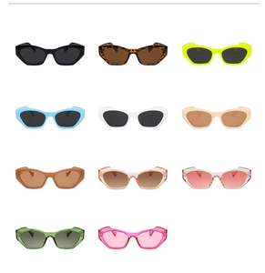 Collection of irregular cat-eye sunglasses in 11 colors including neon and gradient tones