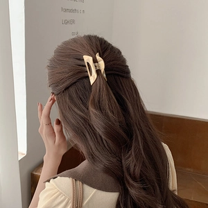 Minimalist cream beige hollow rectangular hair claw clip for elegant half-up hairstyles