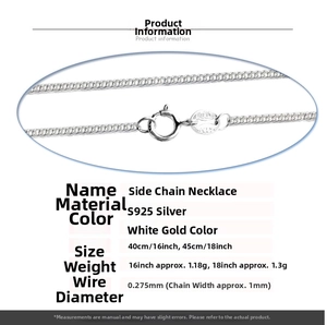 Detailed specs of S925 sterling silver curb chain necklace with lobster clasp closure