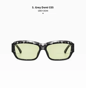 Detail view of square Grey Demi sunglasses with tortoise texture and C05 model mark