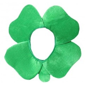 Green velvet clover hat for St. Patrick's Day party with a central head opening