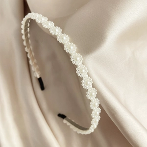 Elegante Legering Haarband met Kunstparels voor Dames Geweven Geknoopt Bruidshaaraccessoires Goud Wit Parelmoer