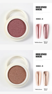Mirror nail powder effect on black and white bases for shades 1060-4 and 1060-5