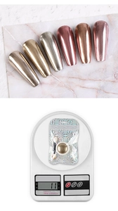6-color solid mirror nail powder set weighing 11g with application sponge stick