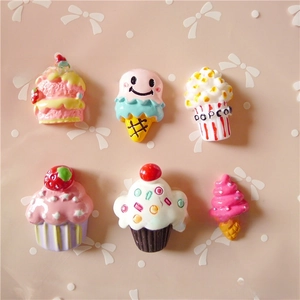 Set of six colorful miniature resin desserts for DIY crafts and phone case decoration