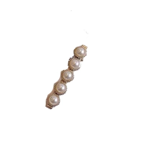 Elegantes sechsteiliges Perlen-Haarclip-Set mit goldenem Metallsockel und weißen Perlen