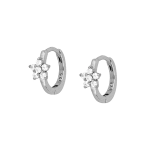 Macro view of 925 sterling silver star earrings showing hallmarked metal and pave crystals