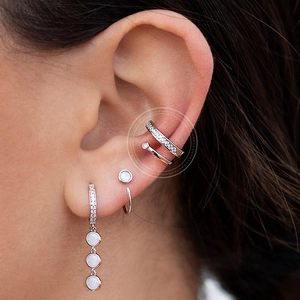Set de bagues d'oreilles double couche plaqué or 18K et boucles d'oreilles opale