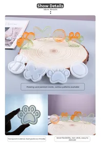 Detail of translucent silicone shaker molds for DIY resin crafts in various animal shapes