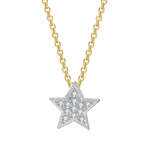 Gold-plated star necklace with clear zircon pendant shown on a clean white background