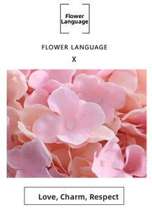 Macro shot of faux silk hydrangea petals in soft pink and orange for home floral decor