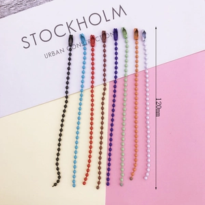 Colorful 120mm metal bead chains for DIY keychains and luggage tags in multiple colors