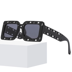 Eckige Sonnenbrille Mit Ausschnitt UV400 Schutz PC Rahmen Fashion Hip Hop Trendige Brillen Für Damen Und Herren Dekor