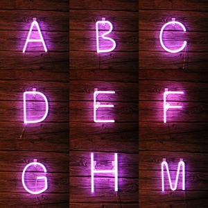 Purple LED Neon Letter Light Wall Decor Battery USB Operated Alphabet Numbers Symbols Sign For Birthday Wedding Party Home