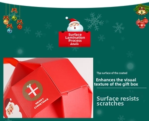 Close-up of red Christmas candy box with film-coated finish and Merry Christmas print