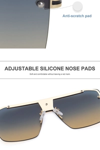 Detailed view of adjustable silicone nose pads on gold metal frame sunglasses