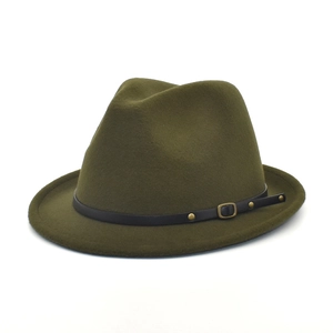 Vintage Woolen Felt Fedora Hat With Synthetic Leather Band And Metal Buckle British Style Warm Jazz Cap For Men Women