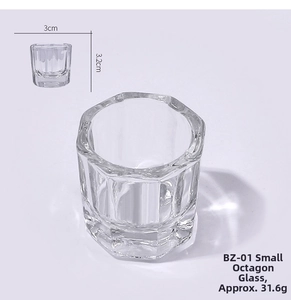 Detailed dimensions of octagonal glass dappen dish for nail art with 3cm diameter