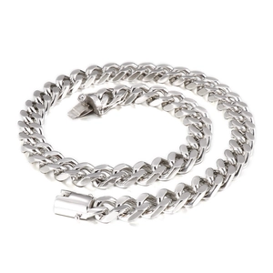 Heavy silver Cuban link chain bracelet for men with secure industrial box clasp