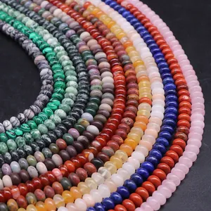 Polished natural stone abacus beads in multi-color gradient for DIY jewelry making