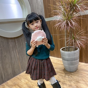 Plush pink lamb crossbody bag for children featuring cute embroidery and fuzzy pom-poms
