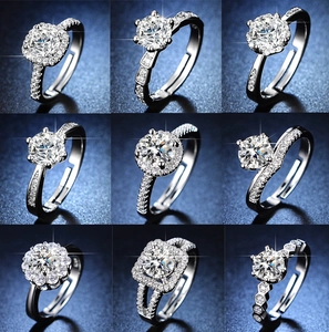 Adjustable Rings For Women White Copper Cubic Zirconia Inlaid Brilliant Round Heart Square Shape Classic Elegant Jewelry