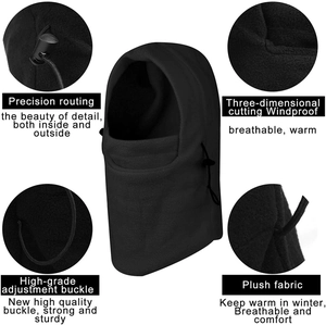 Fleece balaclava ski mask with windproof plush fabric and adjustable buckle for warmth