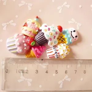 Colorful resin simulation ice cream and cupcake DIY accessories for hair clips and phone cases