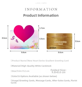 Detailed size specifications for heart-shaped 3D greeting card with gradient design