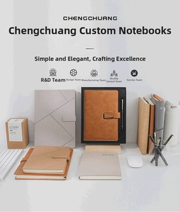 Executive notebook set featuring premium PU leather covers and sleek metal pens in gift boxes