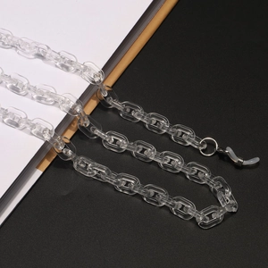 Transparent acrylic leopard print eyewear chain with non-slip rubber loops and metal hooks