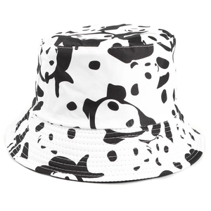 Bob réversible en toile avec motifs panda et vache pour protection solaire femme