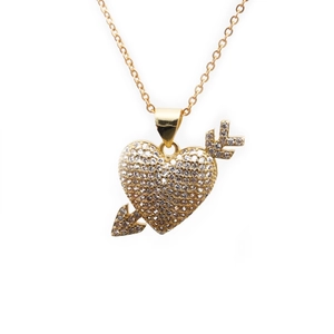 Heart Arrow Pendant Necklace Copper Micro Inlaid Zircon Romantic Long Chain Jewelry Gift For Women