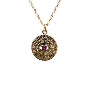 Evil Eye Pendant Necklace Copper Gold Plated Micro Inlaid Zircon Colorful Stones Dainty Amulet Jewelry For Women