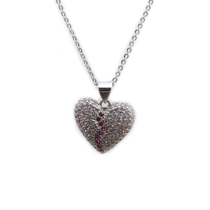 Heart Pendant Necklace Copper White Pink Zircon Split Design Pave Box Chain Romantic Jewelry For Women