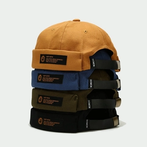 Retro Brimless Miki Hat Docker Cap Cotton Canvas Adjustable Metal Buckle Streetwear Beanie For Men Women