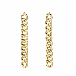 Punk Personalized Metal Chain Drop Earrings Copper With 925 Sterling Silver Post Geometric Hoop Earrings For Women Fashion Jewelry