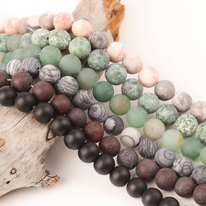 Natural Frosted Stone Beads Round Loose Gemstone Agate Aventurine For DIY Jewelry Making Bracelet Necklace Crafting