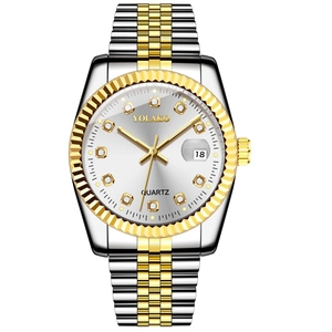 Yolako men's classic quartz watch featuring date display and two-tone steel bracelet