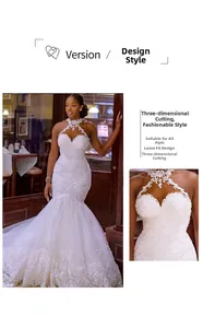 Dettaglio di un elegante abito da sposa a sirena con ricami in pizzo e scollatura a V