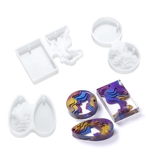 Macro view of geometric silicone resin molds and gradient island landscape pendants