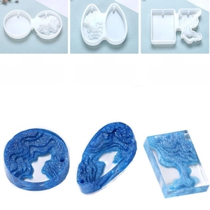 Macro detail of silicone molds for resin jewelry with sea and mountain textures