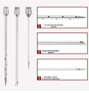 Trois aiguilles d'injection de viande en acier inoxydable 304 pour barbecue et dinde
