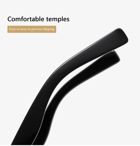 Close-up of comfortable black temples on sunglasses with an ergonomic anti-slip design