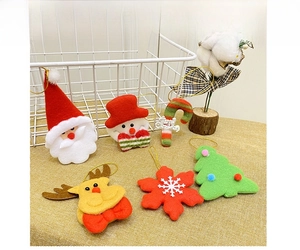 Christmas felt ornament set featuring Santa Claus, reindeer, and snowman for holiday decor