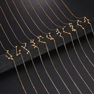Collier Pendentif Constellation Zodiaque Acier Inoxydable 316L Plaqué Or 18K Zircon Bijoux Pour Femmes
