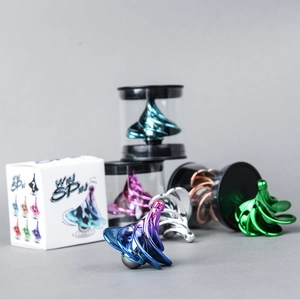 Colorful wind-powered aerodynamic metal fidget spinner with premium display packaging