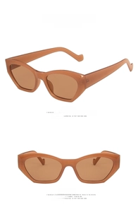 Detailed front and side views of Jelly Tea Brown retro cat-eye sunglasses