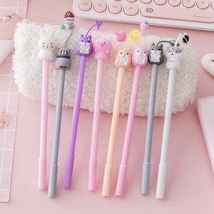 Cute Cartoon Animal Gel Pen Creative Plastic Silicone Charm Stationery For Students Office Writing Smooth Ink Fine Point