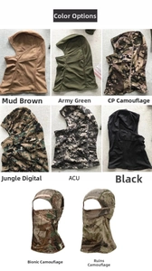 Detailed grid showing 8 tactical camo balaclavas including Tan, CP Camo, and Army Green